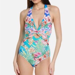 ⭐️Johnny Was Tied Dye Twist KeyHole one piece swimsuit NWT size XS